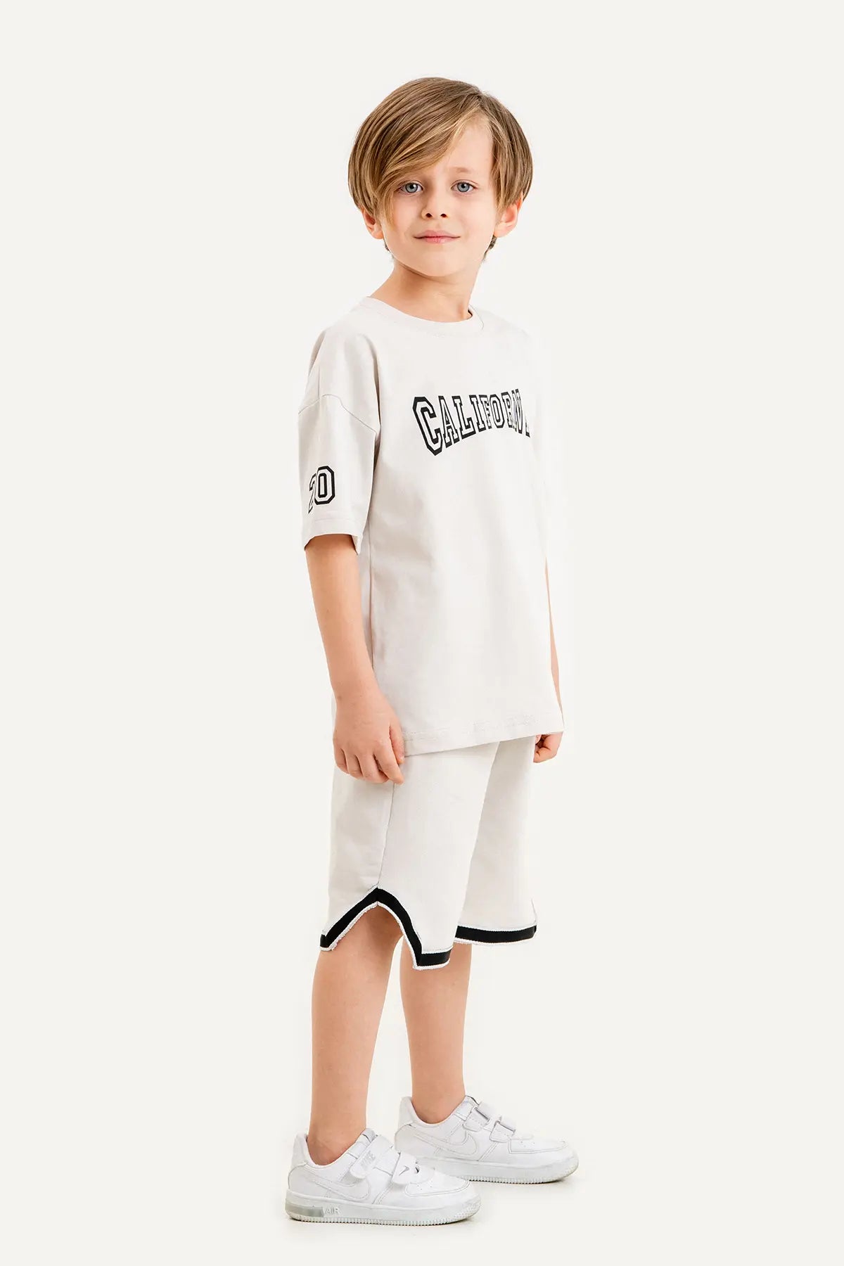 Boys Summer Outfit, California Printed T-shirt & Shorts