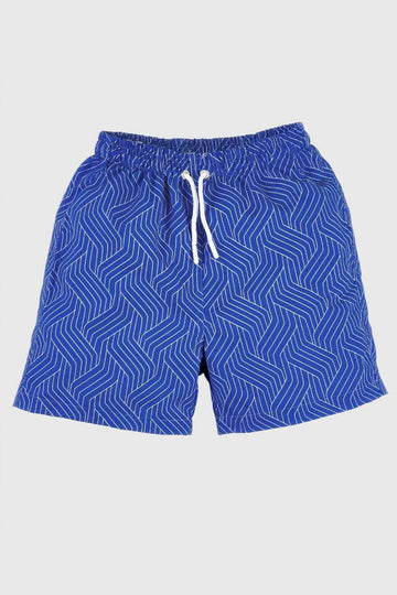 Boys Swim Short, Line Wave Pattern, Beach Swimwear for Boys, Colorful Boys Swim Trunk