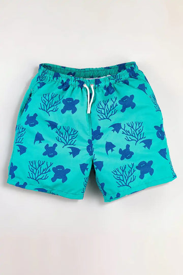 Boys Swim Short, Seaweed Fish Pattern, Beach Swimwear for Boys, Colorful Boys Swim Trunk