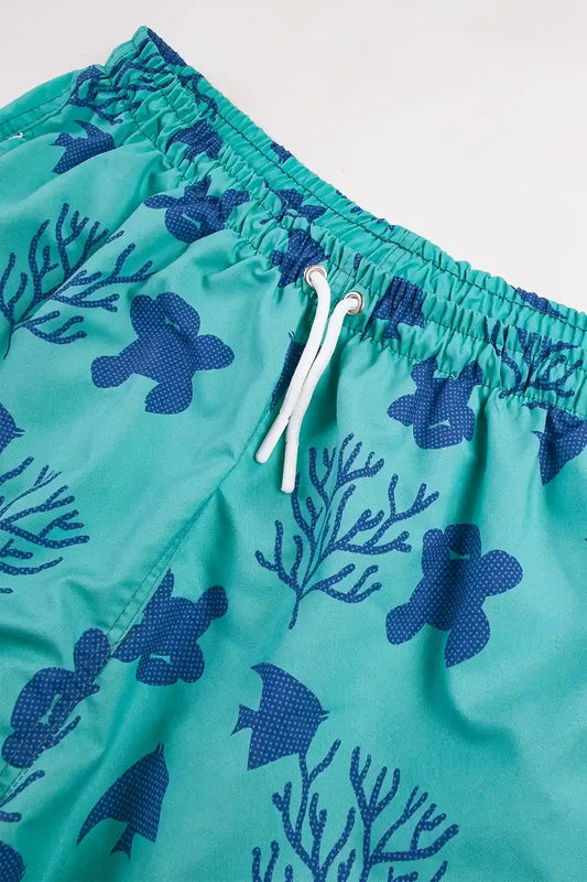 Boys Swim Short, Seaweed Fish Pattern, Beach Swimwear for Boys, Colorful Boys Swim Trunk