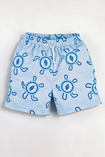 Boys Swim Short, Mosaic Turtle Pattern, Beach Swimwear for Boys, Colorful Boys Swim Trunk