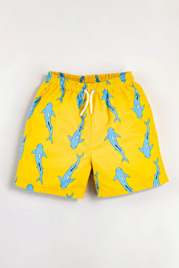 Boys Swim Short, Shark Pattern, Beach Swimwear for Boys, Colorful Boys Swim Trunk