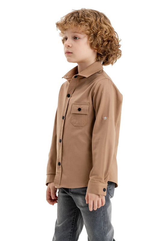 Boys' Linen-Cotton Oxford Shirt with Pocket