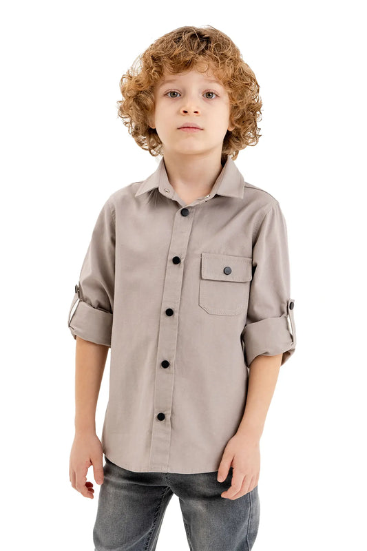 Boys' Linen-Cotton Oxford Shirt with Pocket