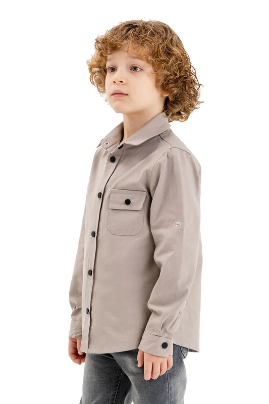 Boys' Linen-Cotton Oxford Shirt with Pocket