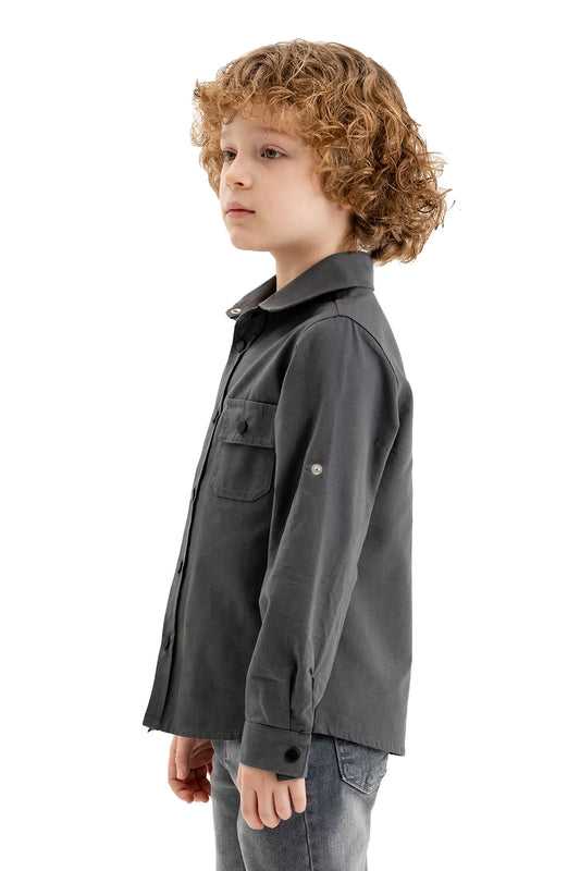 Boys' Linen-Cotton Oxford Shirt with Pocket