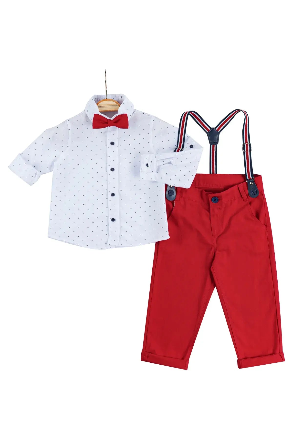 Boys' Christmas-Themed Shirt, Trousers & Bow Tie Set