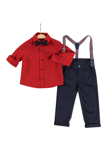 Boys' Christmas-Themed Shirt, Trousers & Bow Tie Set