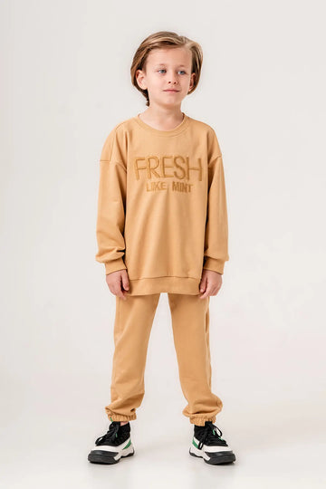 Kids Tracksuit Outfit Unisex, "Fresh" Embroidery Sweatshirt, 2-Piece for Kids