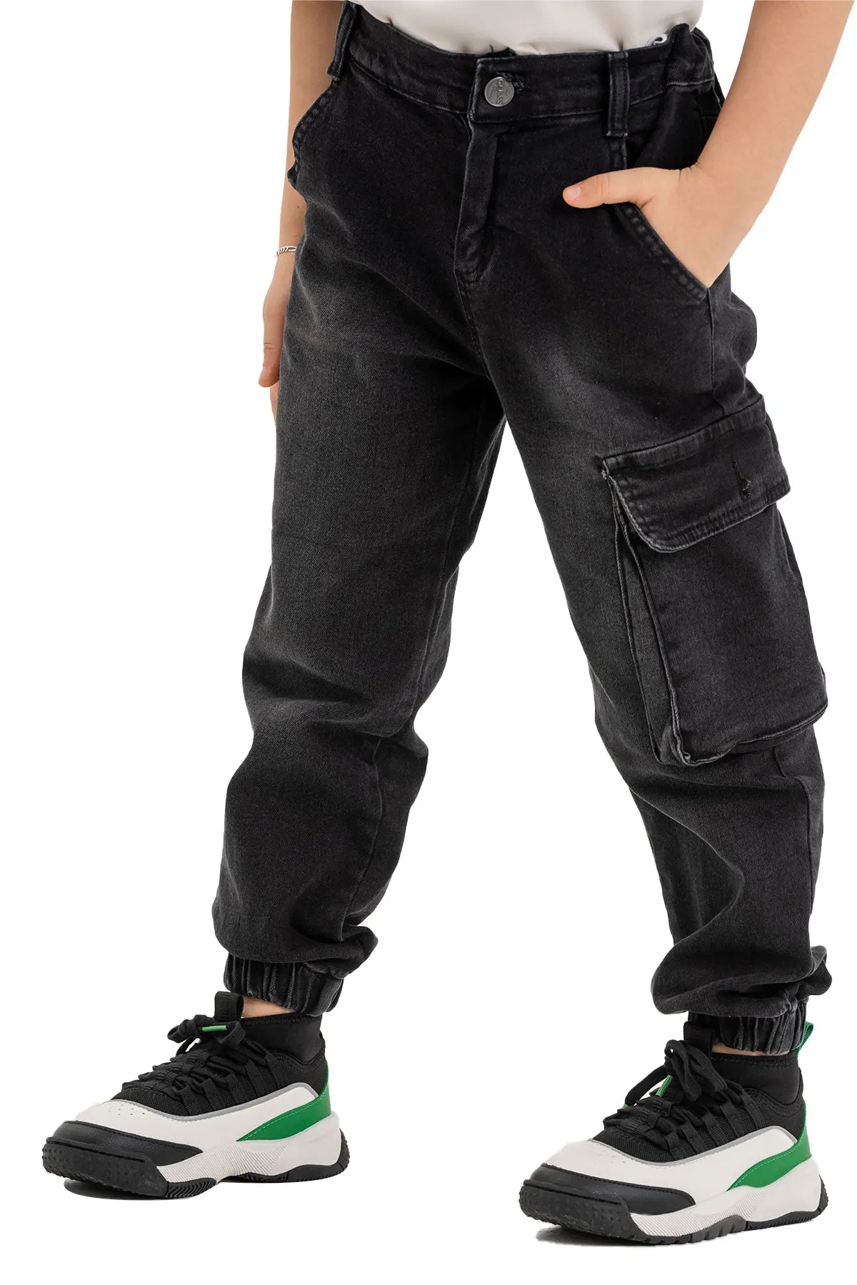 Fashinit Boys Cotton Spandex Jean Jogger with Patch Pocket Black 7 8 Years Old
