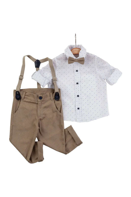 Beige Chic Set for Kids with Salopette