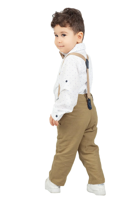 Beige Chic Set for Kids with Salopet