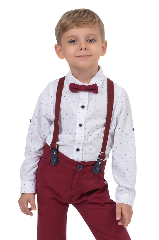 burgundary kid salopet set